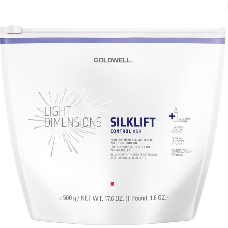 Décoloration Light Dimensions Silklift Control ash lv 5-7 Goldwell 500g

Translated to Dutch:
Oplichting Light Dimensions Silkli