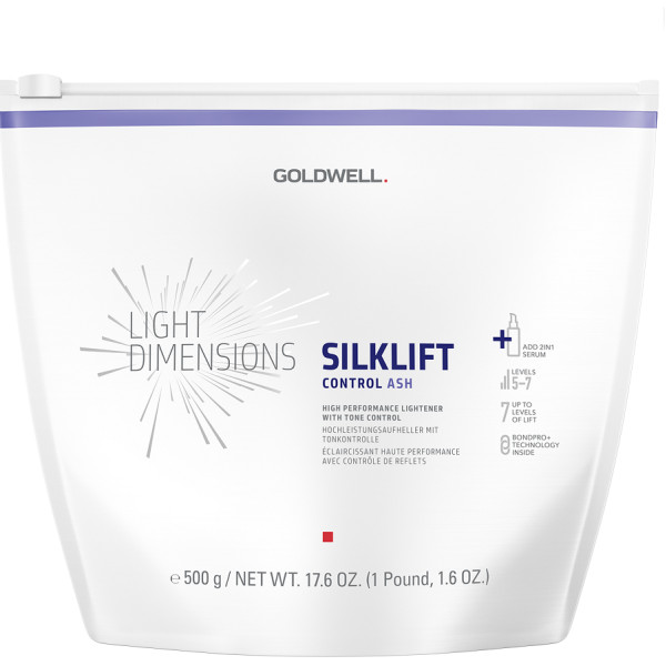 Décoloration Light Dimensions Silklift Control ash lv 5-7 Goldwell 500g

Translated to English:
Lightening Light Dimensions Silk