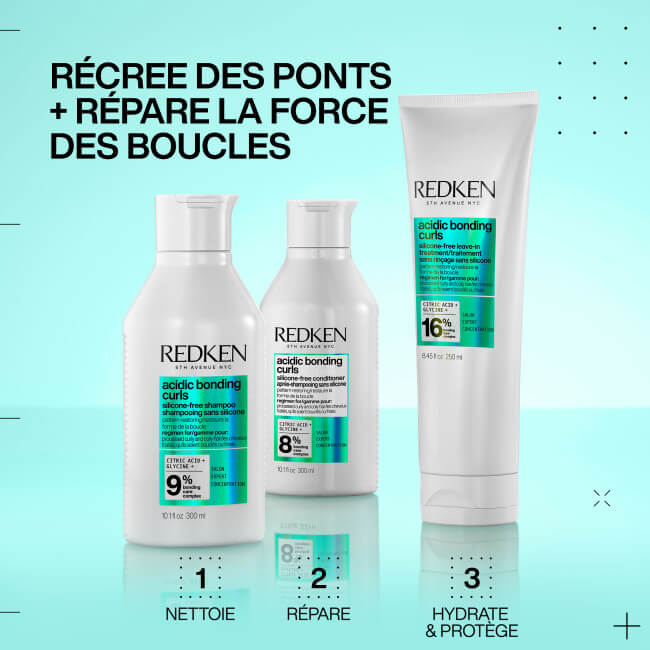 Tratamento sem enxágue para cabelos cacheados danificados Acidic Bonding Curls 250ml.