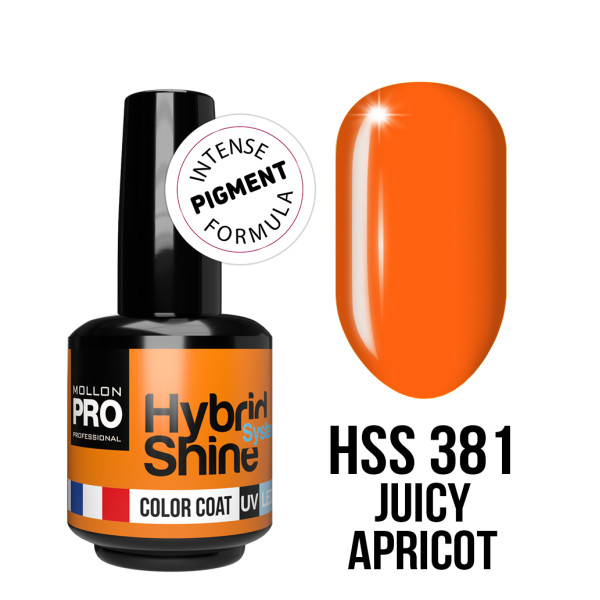 Hybrid Shine 8ml semi-permanent nail polish in shade no. 381 Juicy Apricot by Mollon.