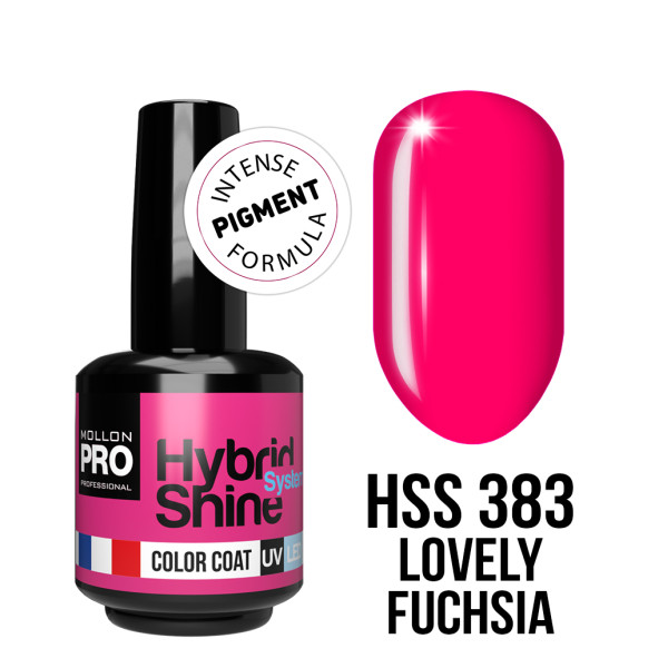 Hybrid Shine 8ml semi-permanent nail polish n°383 Lovely Fuchsia by Mollon.