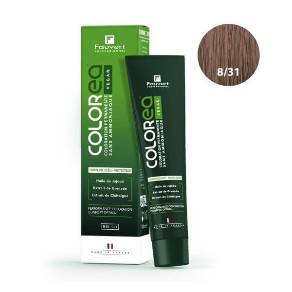 Kleuring Colorea Vegan 8/31 licht goudblond Fauvert Professionnel 100ml Kleuring Colorea Vegan 8/31 licht goudblond Fauvert Professionnel 100ml