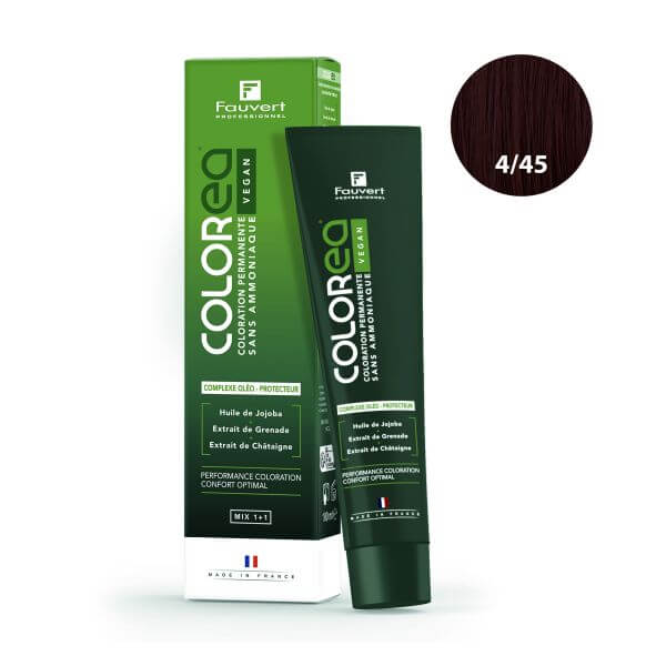 Kleuring Colorea Vegan 4/45 kastanjebruin koper mahonie Fauvert Professionnel 100 ml Kleuring Colorea Vegan 4/45 kastanjebruin koper mahonie Fauvert Professionnel 100 ml