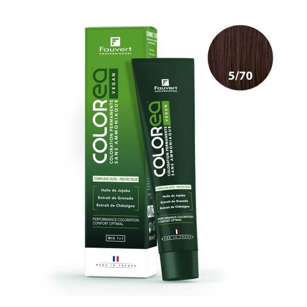Kleuring Colorea Vegan 5/70 kastanjebruin intens Fauvert Professionnel 100 ml Kleuring Colorea Vegan 5/70 kastanjebruin intens Fauvert Professionnel 100 ml