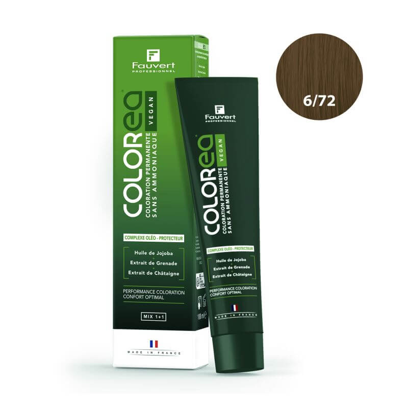 Kleur Colorea Vegan 6/72 iriserend bruin Fauvert Professionnel 100ml
