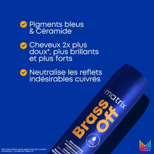 Após-champô pigmentado azul para cabelos castanhos clareados Brass Off Matrix 300ml