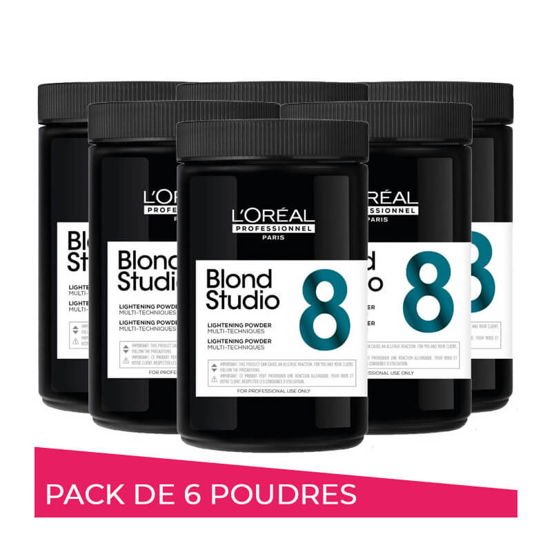 Pack van 6 ontkleurende poeders voor meerdere technieken 8 tinten Blond Studio L'Oréal Professionnel 500g