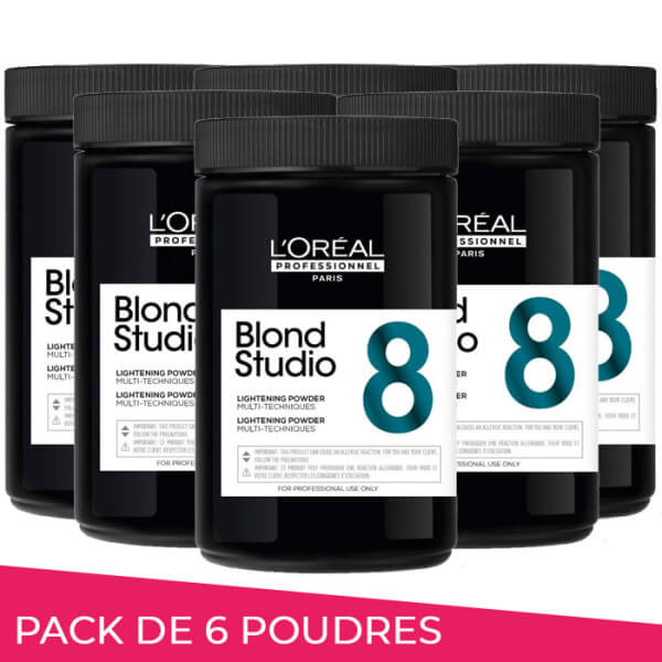 Pack de 6 pós descolorantes multi-técnicas 8 tons Blond Studio L'Oréal Professionnel 500g Pack de 6 pós descolorantes multi-técnicas 8 tons Blond Studio L'Oréal Professionnel 500g