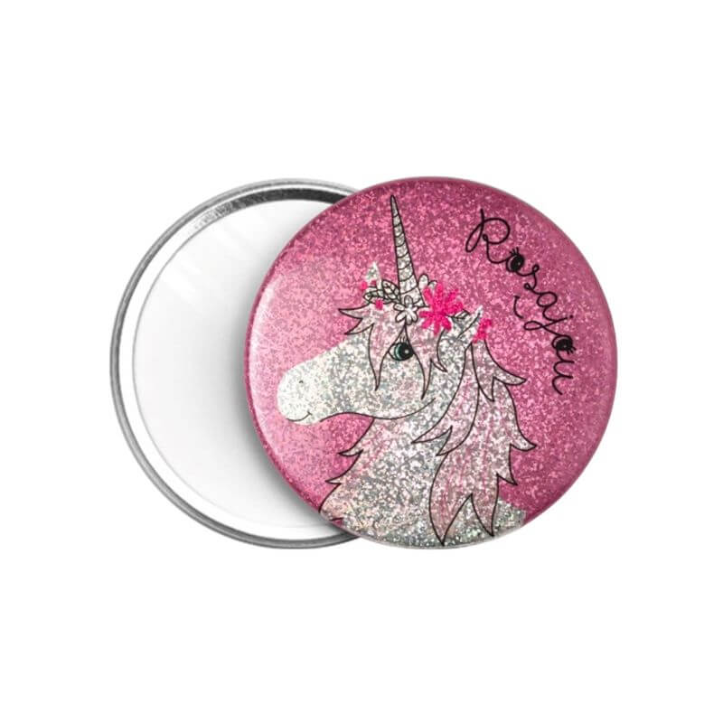 Specchietto da borsetta Unicorno Rosajou