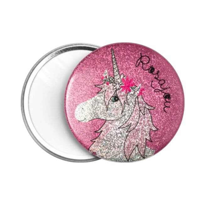 Specchietto da borsetta Unicorno Rosajou