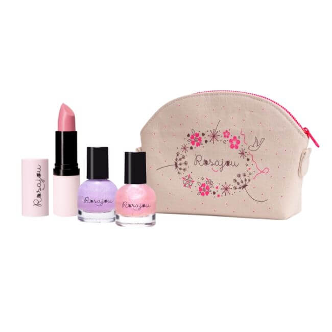 Ensemble de maquillage trousse Rouge à lèvres et 2 vernis Rosajou