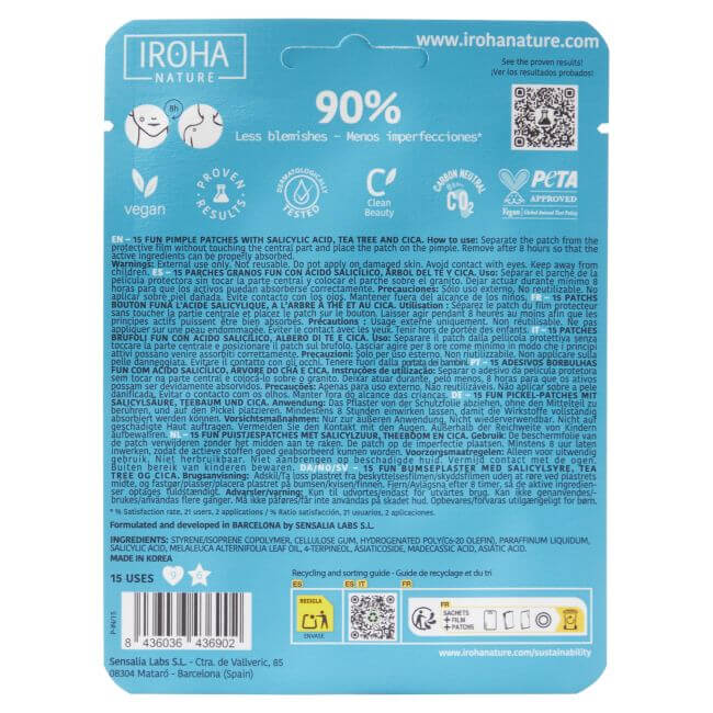 Fun Patchs cuidado anti borbulhas, acne, poros e pontos negros Iroha
