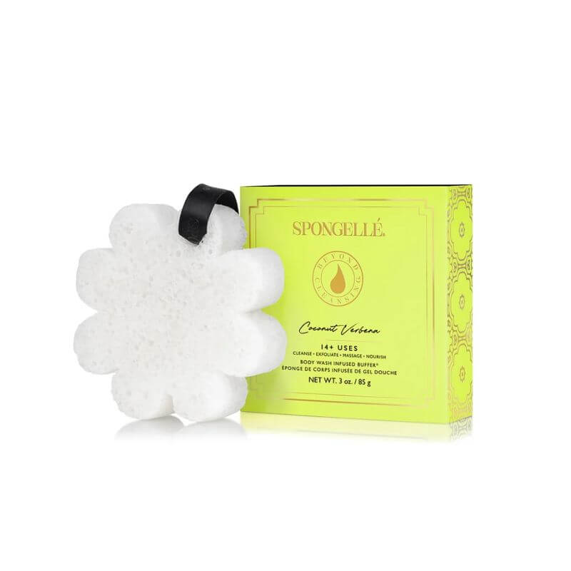 Esponja limpiadora infundida con coco, verbena y flor blanca Spongellé.