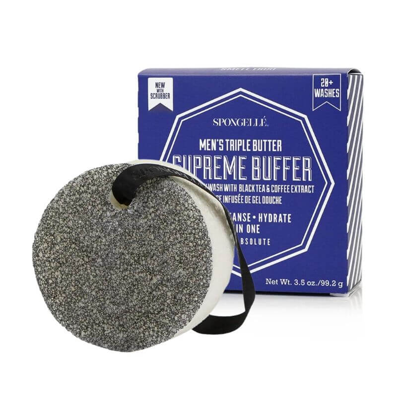 Mit Zedernholz angereicherter Supreme Buffer Dusch-Exfoliator-Schwamm für Männer von Spongellé.
