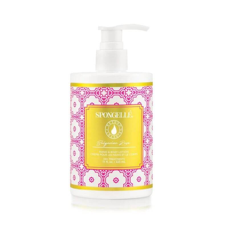 Hydraterende hand- en bodylotion met Bulgaarse rozen van Spongellé, 325 ml.