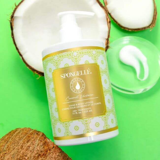 Revitaliserende hand- en bodylotion Coconut Verbena van Spongellé 325 ml.