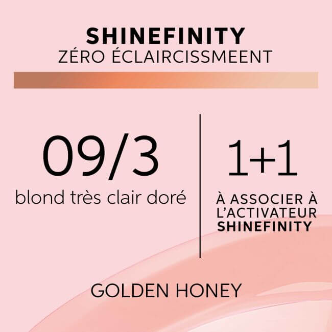 Coloração gloss Shinefinity 09/3 Golden Honey da Wella, 60ML.
