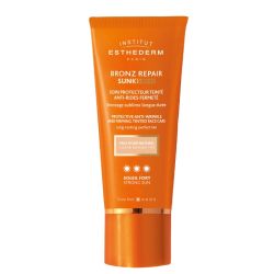Anti-Falten-Sonnencreme Bronz Repair Sunkissed Solaire Fort mit natürlich goldener Bräune von Esthederm, 50 ml.