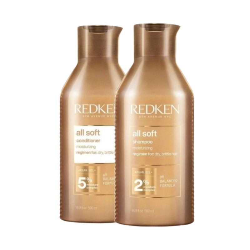 Duo hydraterende shampoo voor droog haar All Soft Redken 2x500ML