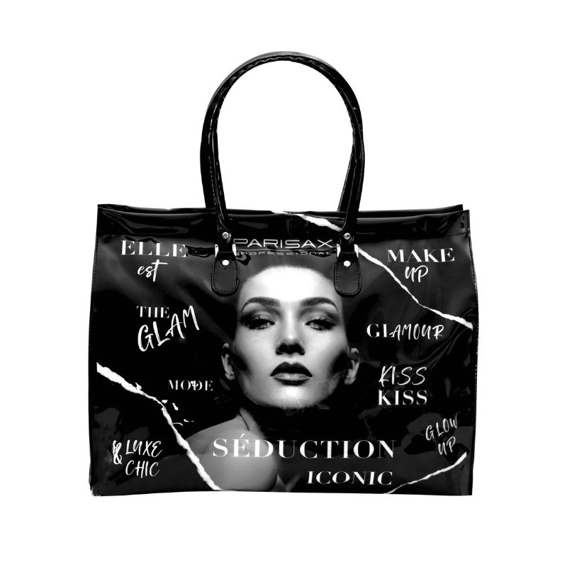PARISAX Zwarte vinyl tas Iconic, L 50 x B 18 x H 40 cm.