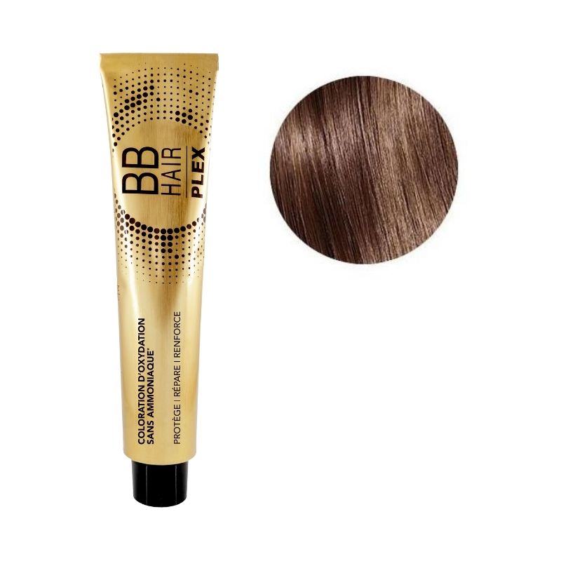 Kleurbehandeling zonder ammoniak BBHair Plex oxidatie nr. 7,24 Koperachtig irisblond Generik 100 ml.