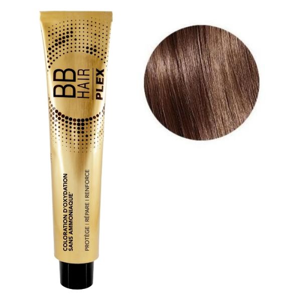 Kleurbehandeling zonder ammoniak BBHair Plex oxidatie nr. 7,24 Koperachtig irisblond Generik 100 ml.