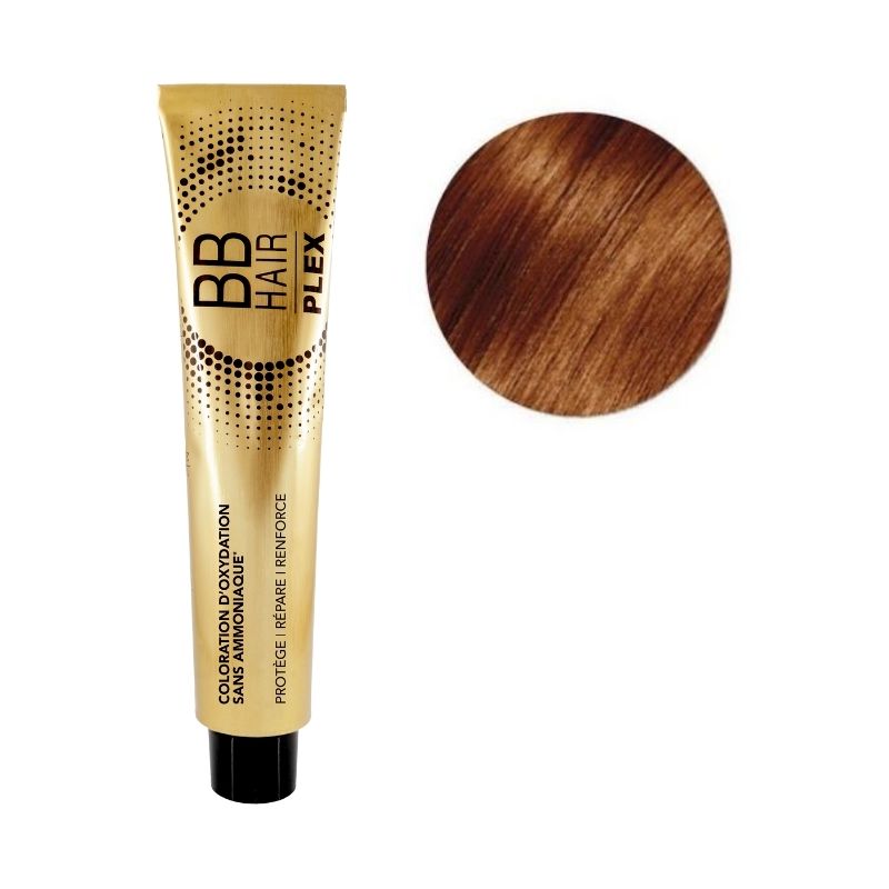 Kleurbehandeling zonder ammoniak BBHair Plex oxidatie nr. 7.43 Koperblond Goud Générik 100 ml.