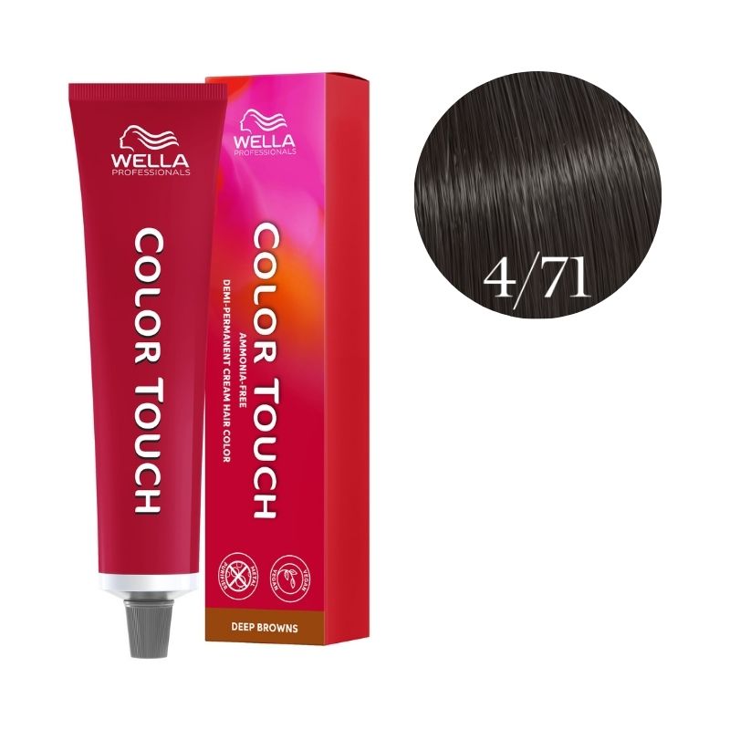 Coloración Color Touch Deep Browns Castaño Medio Marrón Ceniza 4/71 Wella 60ml