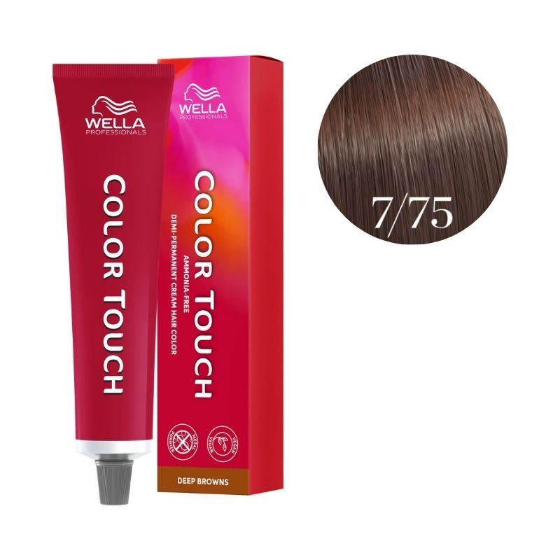 Coloración Color Touch Deep Browns Rubia Media Castaño Caoba 7/75 Wella 60ml