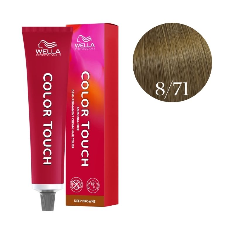 Coloración Color Touch Deep Browns Rubio Claro Marrón Ceniza 8/71 Wella 60ml