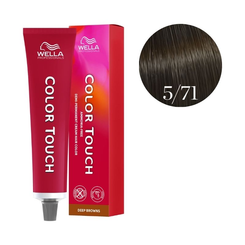 Coloración Color Touch Deep Browns Castaño Claro Marrón Ceniza 5/71 Wella 60ml