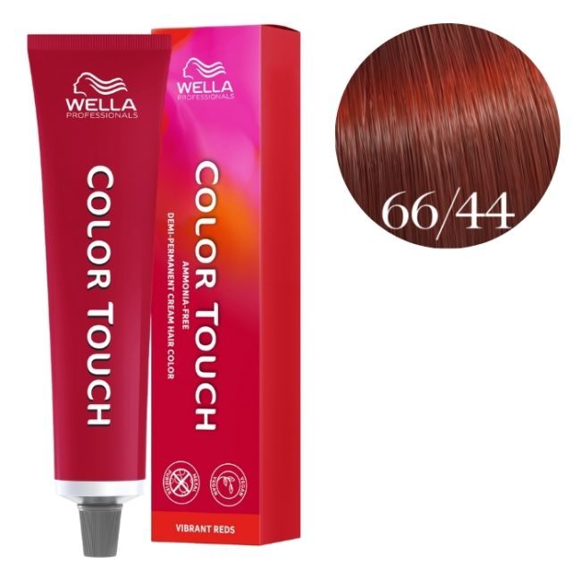 Coloración Color Touch Vibrant Reds Blond Foncé Cuivré Intense 66/44 Wella 60ml.