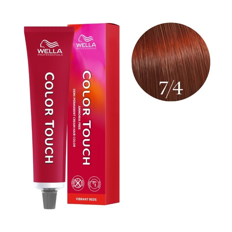 Coloração Color Touch Vermelhos Vibrantes Louro Médio Acobreado 7/4 Wella 60ml.