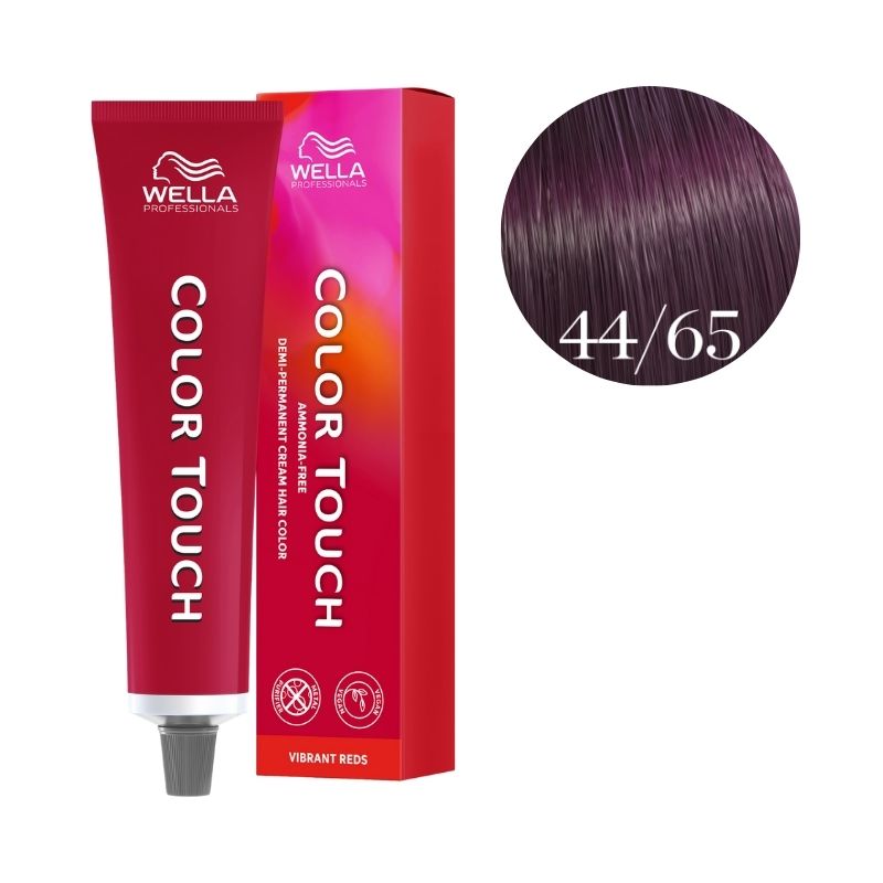 Coloración Color Touch Vibrant Reds Castaño Medio Violeta Caoba Intenso 44/65 de Wella 60ml.