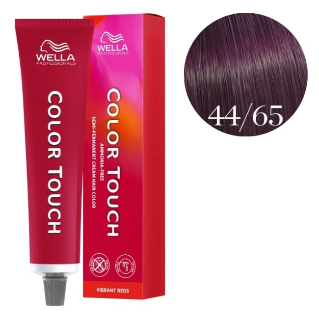 Coloración Color Touch Vibrant Reds Castaño Medio Violeta Caoba Intenso 44/65 de Wella 60ml.
