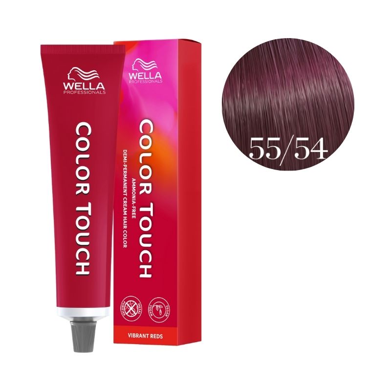 Coloración Color Touch Vibrant Reds Castaño Claro Caoba Cobre Intenso 55/54 de Wella 60ml.