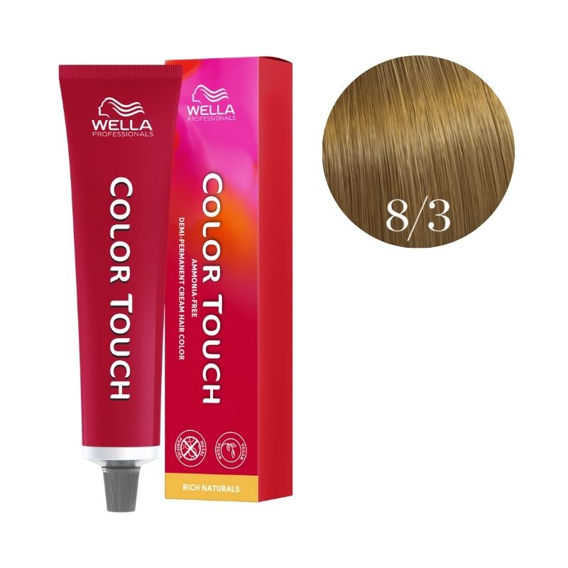 Color Touch Rich Naturals Rubio Claro Dorado 8/3 de Wella, 60ml.