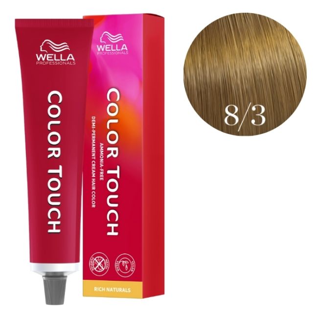 Color Touch Rich Naturals Rubio Claro Dorado 8/3 de Wella, 60ml.