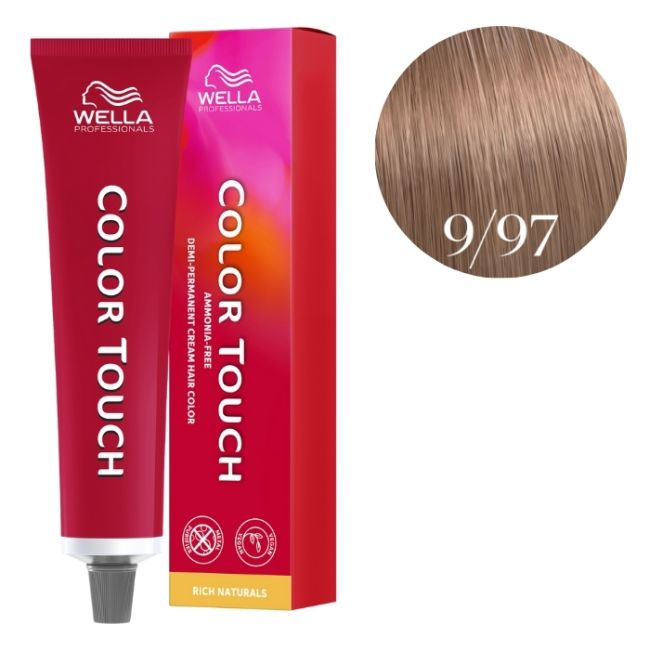 Coloración Color Touch Rich Naturals Rubio Muy Claro Ahumado Marrón 9/97 de Wella, 60 ml.