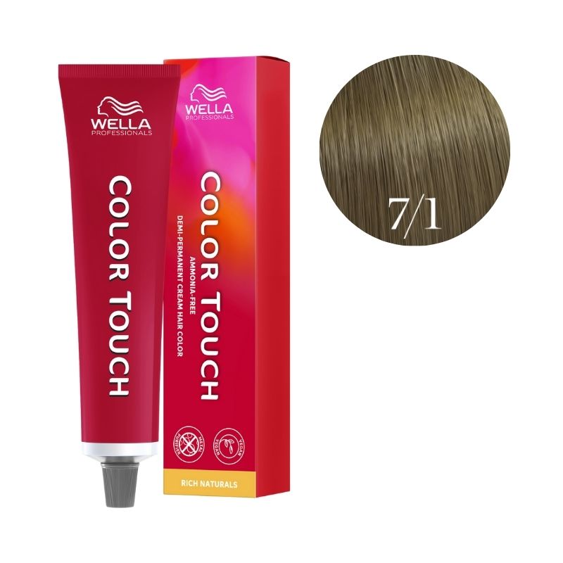 Coloración Color Touch Rich Naturals Rubio Medio Ceniza 7/1 Wella 60ml
