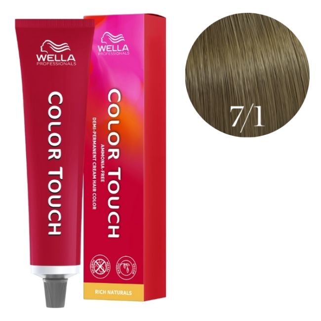 Coloración Color Touch Rich Naturals Rubio Medio Ceniza 7/1 Wella 60ml
