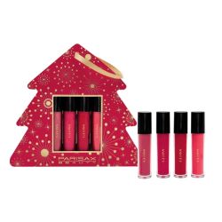 Conjunto de 4 gloss Parisax em forma de árvore de Natal.