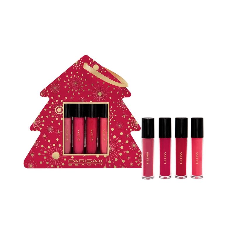 Set van 4 glossen van Parisax met een dennenboom design.