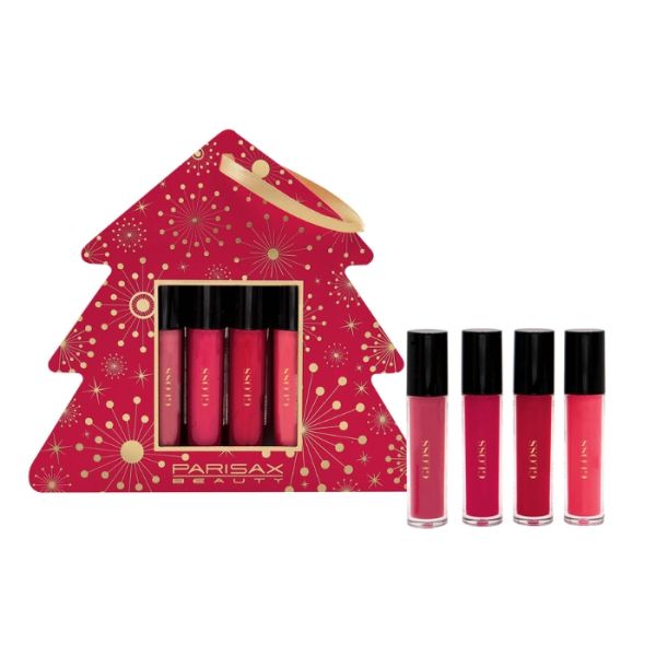 Conjunto de 4 gloss Parisax em forma de árvore de Natal. Conjunto de 4 gloss Parisax em forma de árvore de Natal.