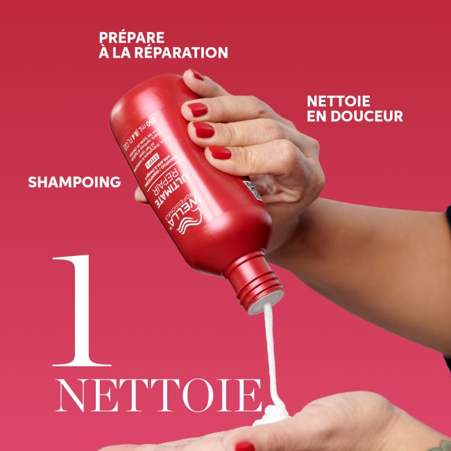 Conjunto de reparação definitiva para cabelos danificados Ultimate Repair da Wella.