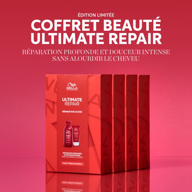Conjunto de reparação definitiva para cabelos danificados Ultimate Repair da Wella.
