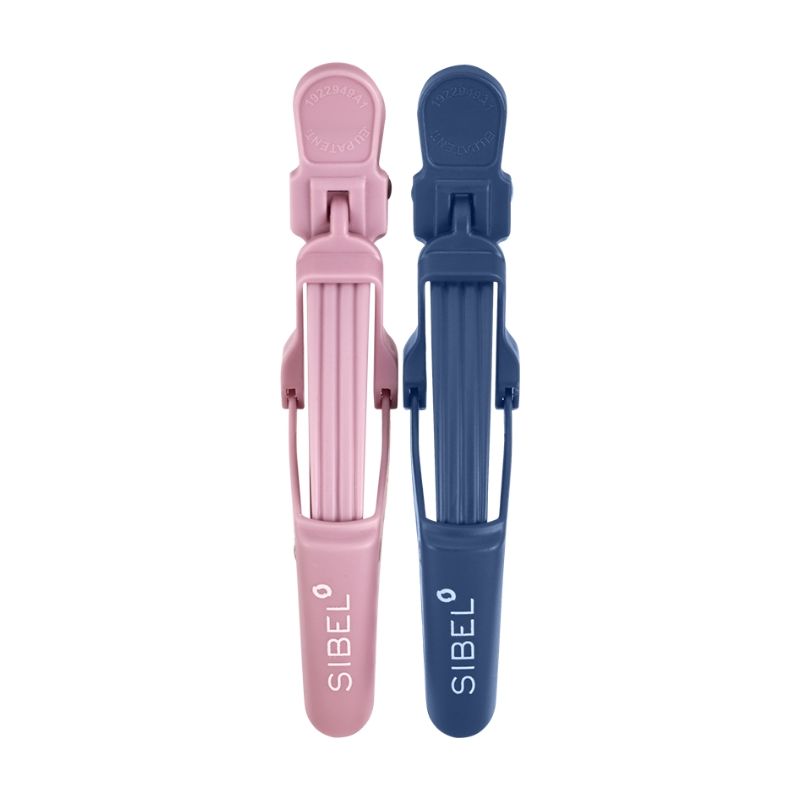 Krokodilklemmen 2x9cm + 2x11cm roze en blauw 4 stuks