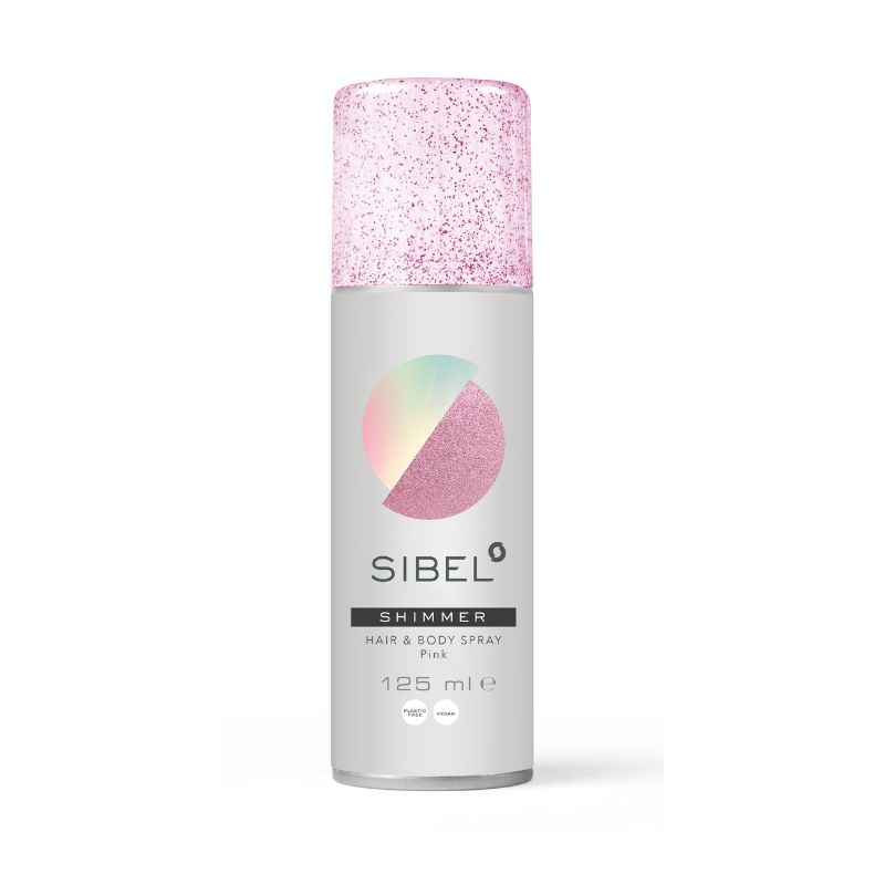 Spray com brilho rosado.