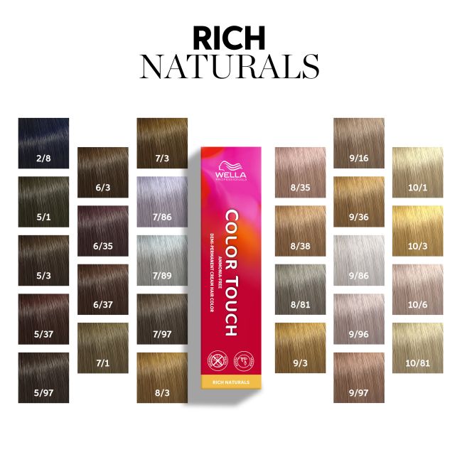 Colorazione Color Touch Rich Naturals Biondo Chiaro Dorato Perlato 8/38 Wella 60ml