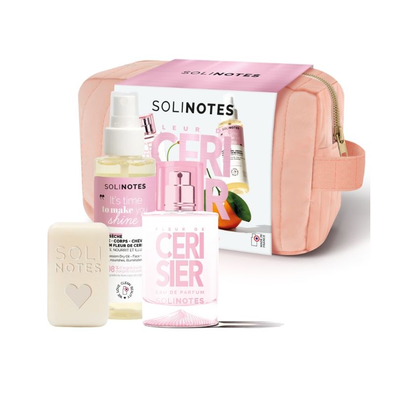 Trousse Kersenbloesem Eau de Parfum 50ml + Zeep 100g + Droge Olie 100ml Solinotes